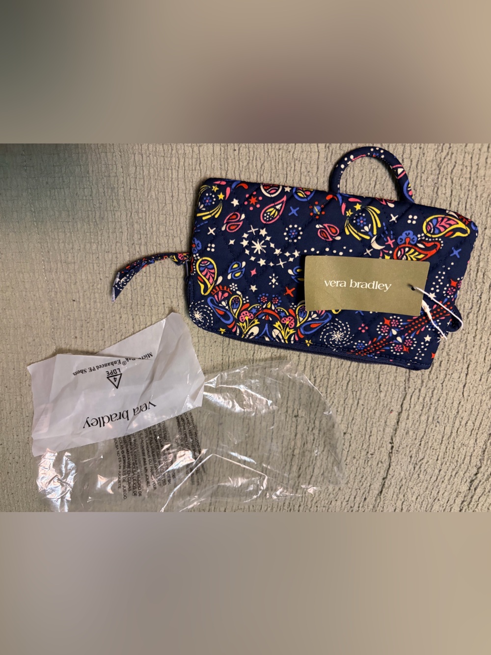 Vera Bradley Navy Starry Paisley Wristlet Phone Pouch